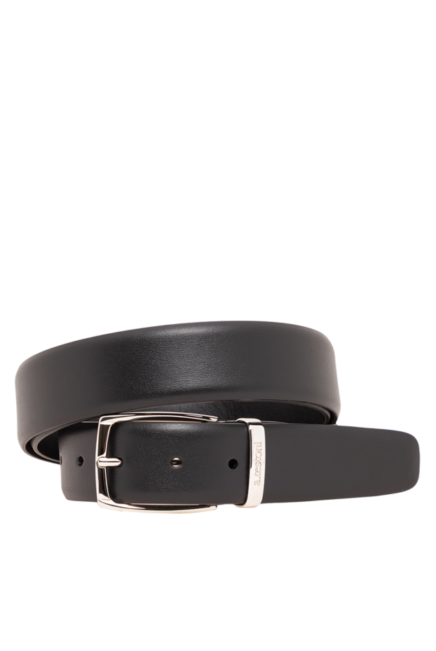 A.Testoni a sleek black belt with a silver metal buckle and rounded hardware. 194504 - photo 1