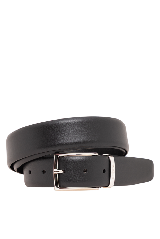 A.Testoni black leather belt with a simple rectangular buckle with rounded corners 194505 - photo 1