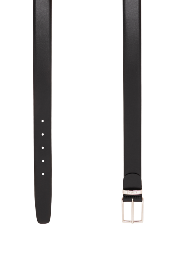A.Testoni black leather belt with a simple rectangular buckle with rounded corners 194505 - photo 3