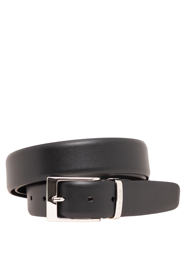 A.Testoni black leather belt with a rectangular buckle 194506 - photo 1