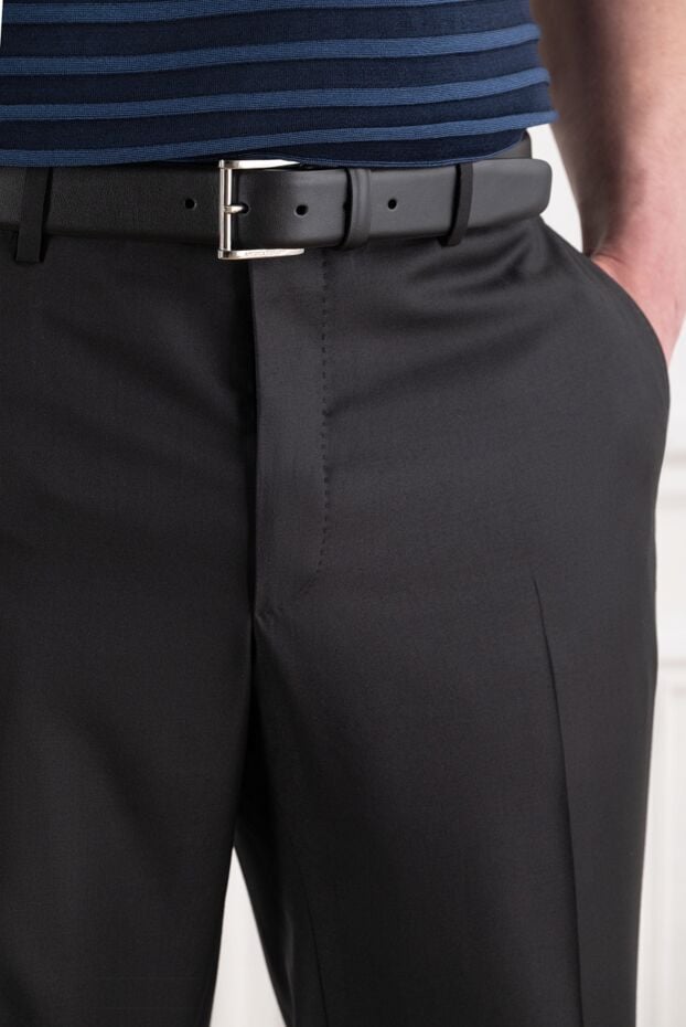 A.Testoni a strict matte belt with a rectangular metal buckle and a leather belt loop 194507 - photo 2