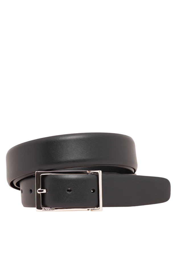 A.Testoni matte black leather belt with a simple rectangular buckle 194508 - photo 1