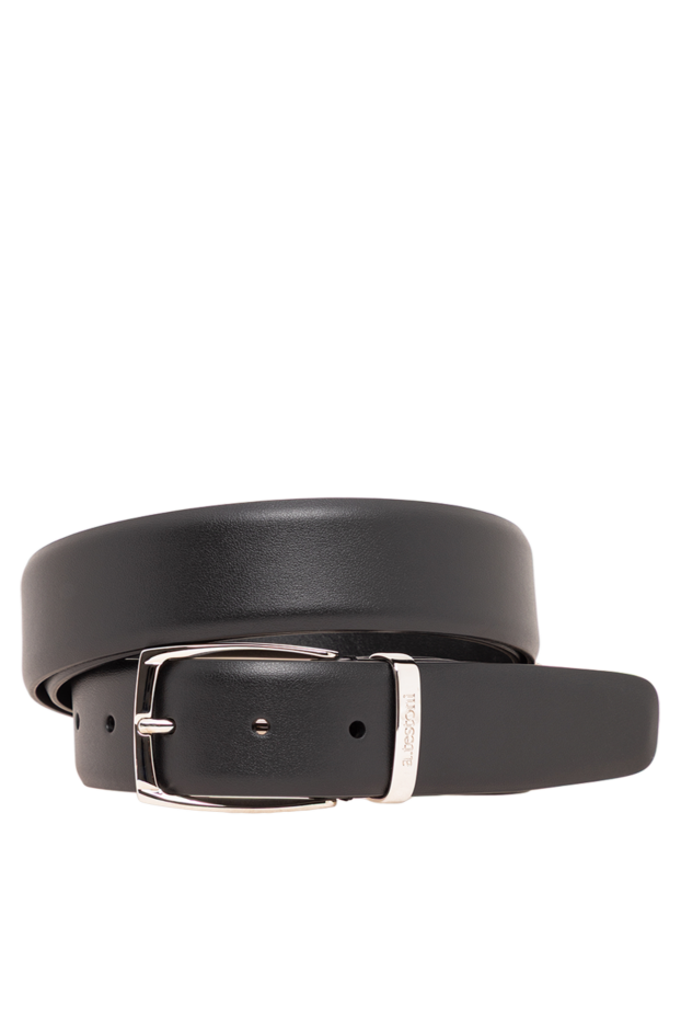 A.Testoni black leather belt with a rounded buckle 194509 - photo 1