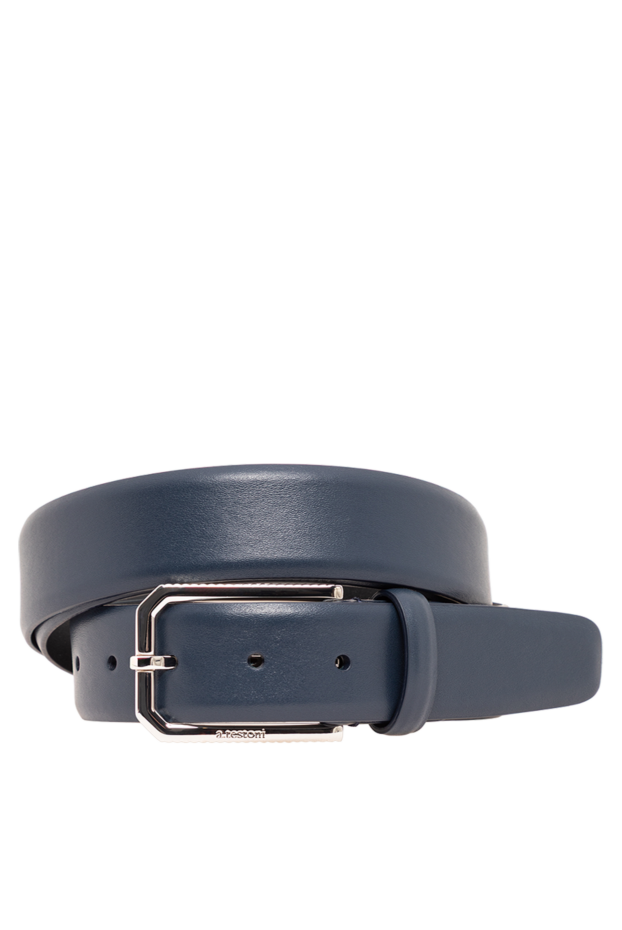 A.Testoni dark blue leather belt with hexagonal buckle 194519 - photo 1