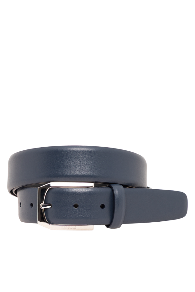 A.Testoni a dark blue matte belt with a faceted metal buckle and leather clasp. 194521 - photo 1