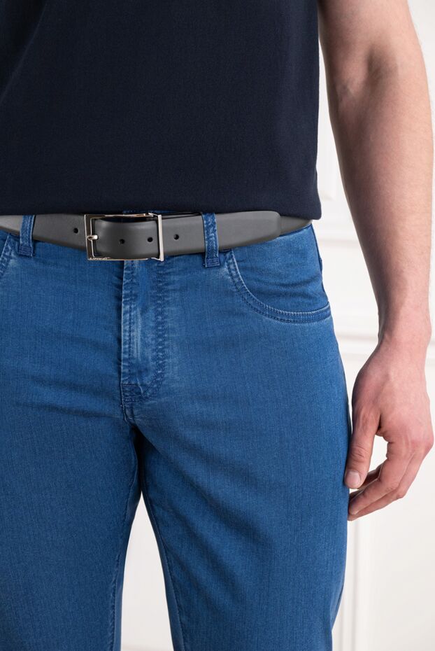 A.Testoni black leather belt with a thin rectangular buckle 194522 - photo 2