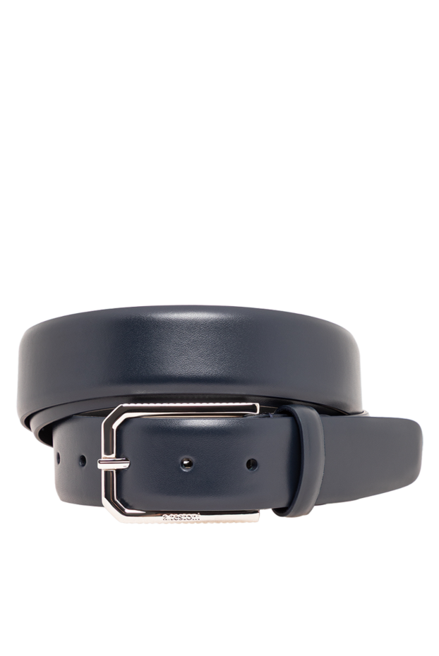 A.Testoni dark blue smooth leather belt with original hexagonal buckle 194525 - photo 1