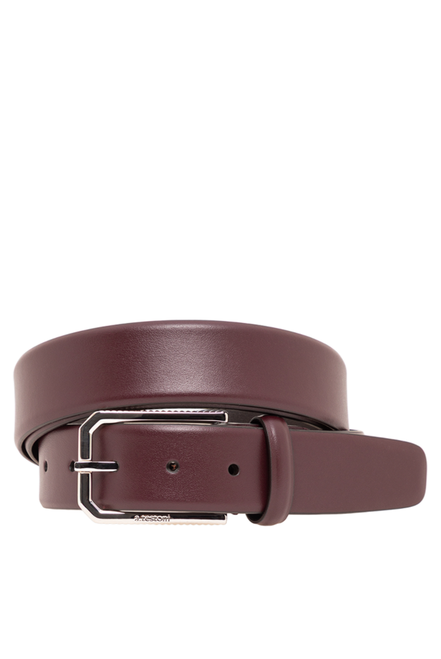 A.Testoni burgundy leather belt with a hexagonal buckle 194529 - photo 1