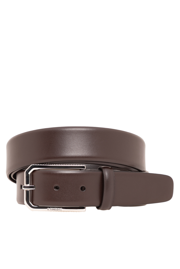 A.Testoni chocolate matte belt with a rounded steel buckle and a neat belt loop 194534 - photo 1