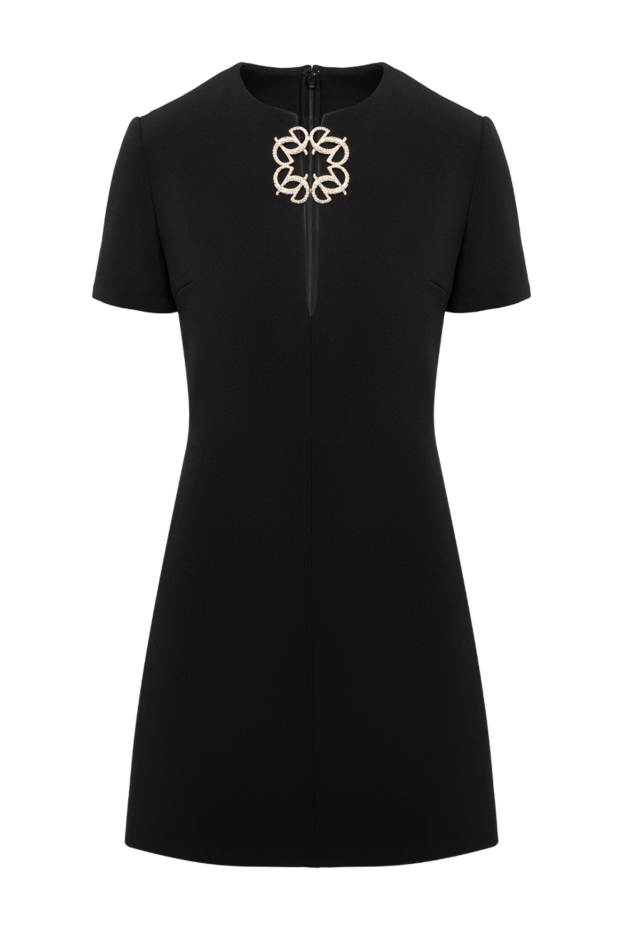 Black cocktail mini dress with a crystal brooch - photo 1