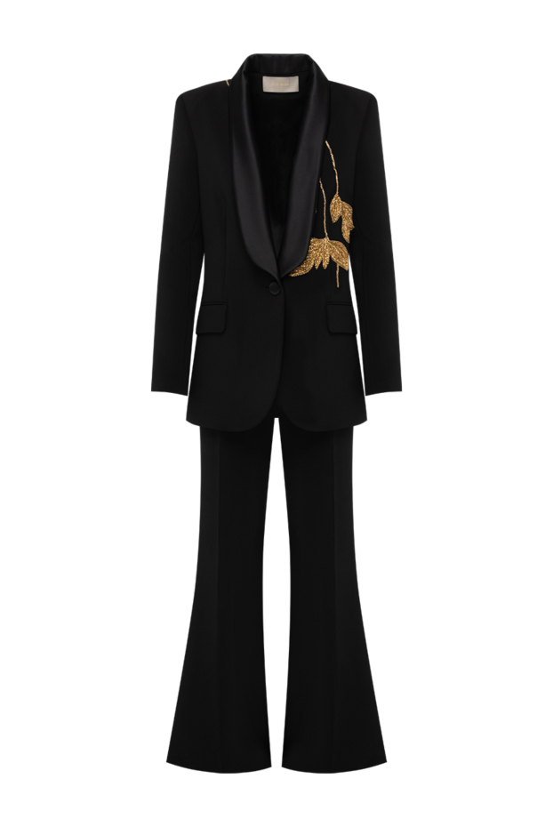 Elie Saab black evening pantsuit with gold leaf embroidery 194547 - photo 1