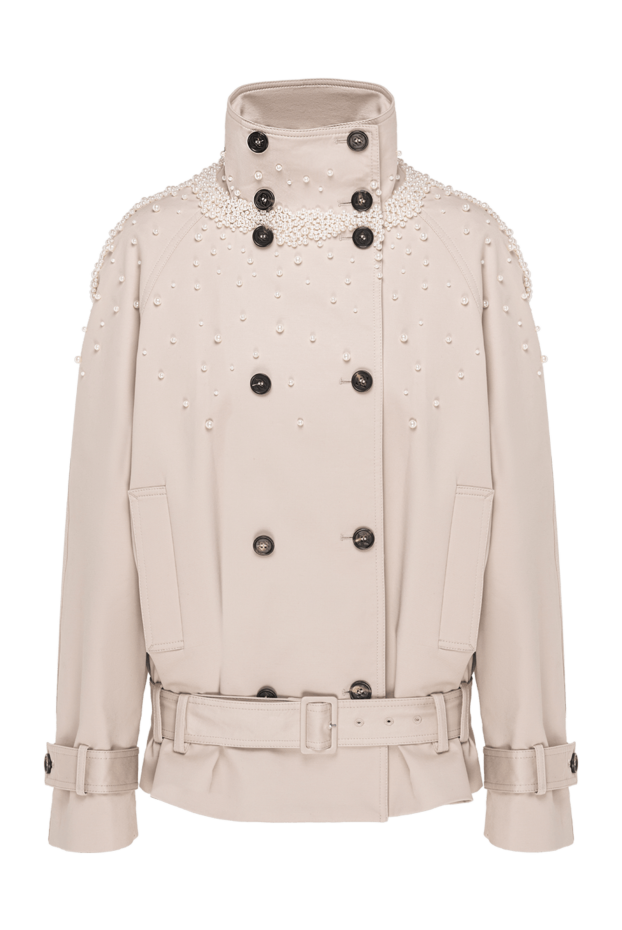 Giuseppe Di Morabito cropped trench coat with pearl embellishments in beige 194563 - photo 1