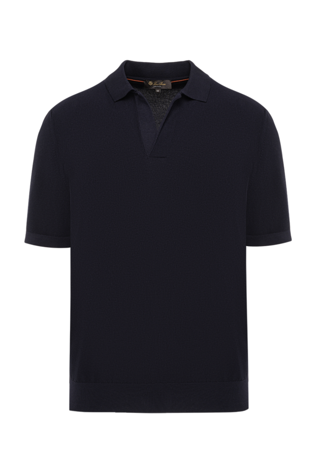 Loro Piana walkery men's navy blue knit polo shirt with no buttons 194596 - photo 1
