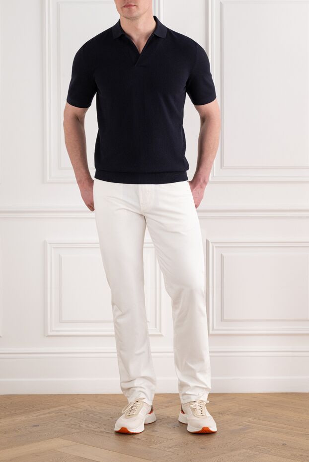 Loro Piana walkery men's navy blue knit polo shirt with no buttons 194596 - photo 2