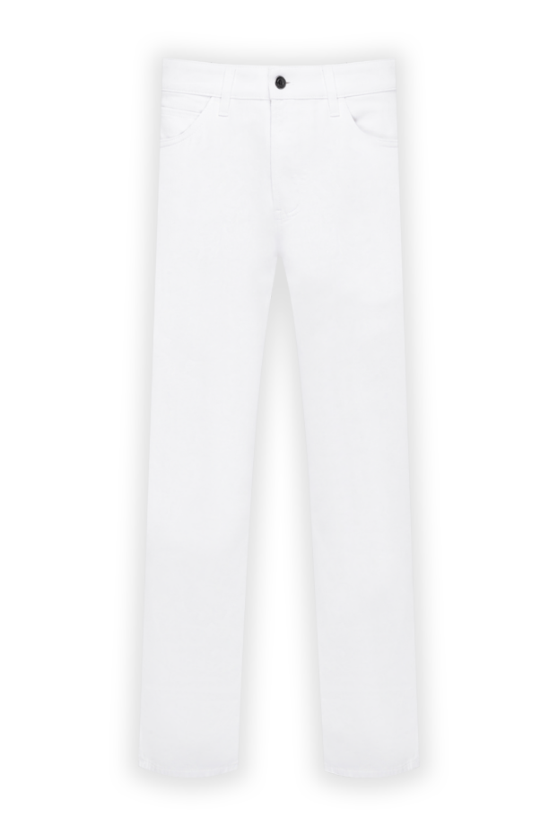 Loro Piana men's straight-leg white quarona jeans with a simple leather patch 194599 - photo 1