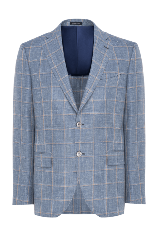 Sartoria Latorre men's single-breasted handmade jacket in a large gray-blue check 194601 - photo 1