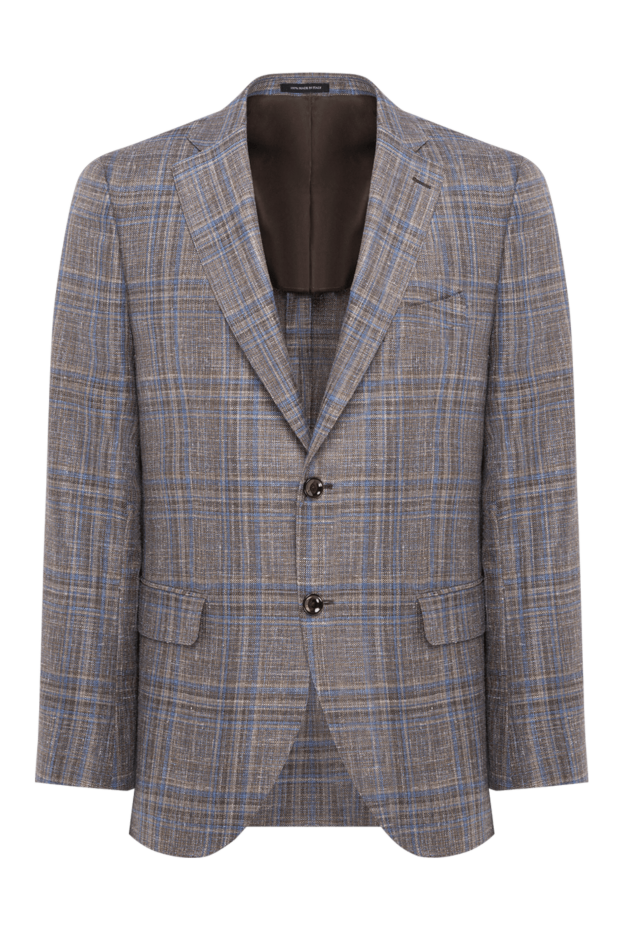 Sartoria Latorre glen men's grey blue check blazer with patch flaps 194605 - photo 1