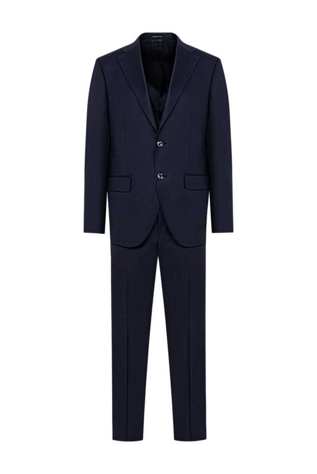 Men's classic blue wool suit with a formal silhouette - photo 1