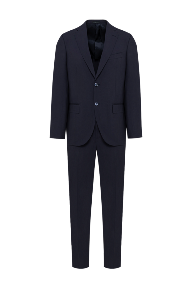 Men's classic dark blue two-piece suit made of fine wool - photo 1