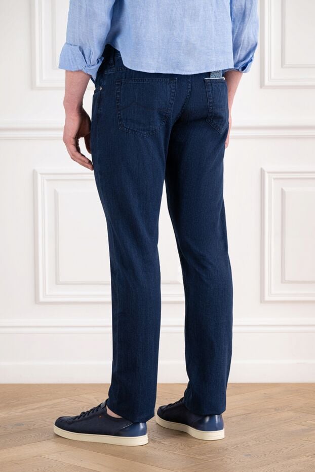 Jacob Cohen men's dark blue skinny jeans with a dark leather patch 194612 - photo 3
