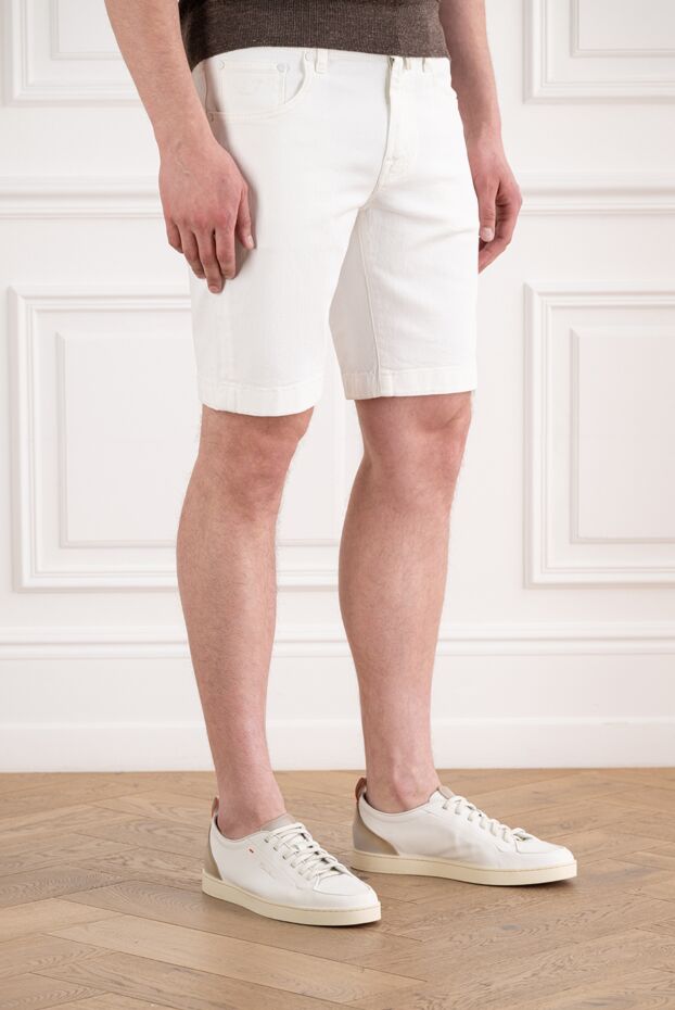 Jacob Cohen white men's denim shorts with a branded pocket square 194619 - photo 3