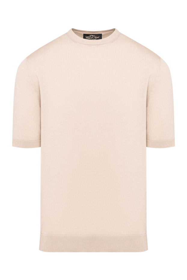 Cesare di Napoli beige men's short-sleeved jumper made of natural silk and cotton 194639 - photo 1