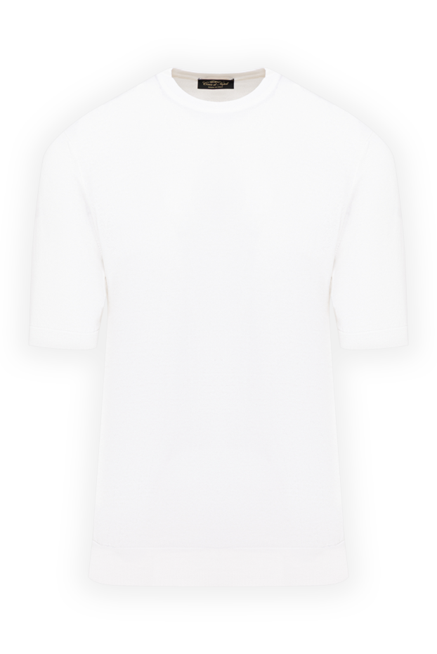 Cesare di Napoli snow-white lightweight men's short-sleeved jumper made of cotton and silk 194643 - photo 1