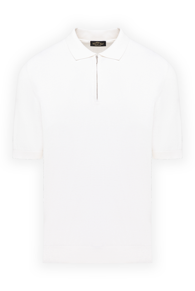 Cesare di Napoli snow-white cotton and silk jersey polo with a zipper 194650 - photo 1