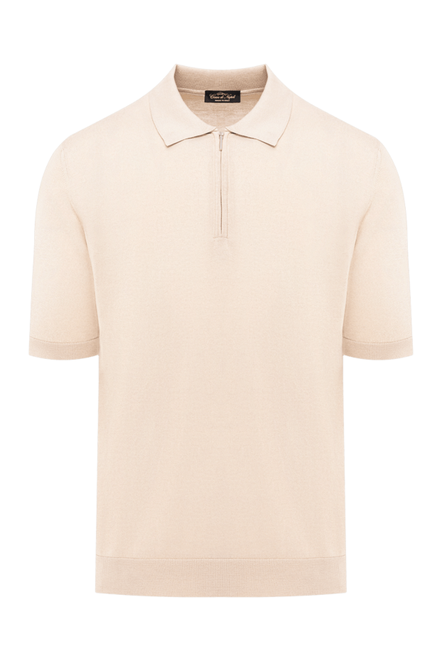 Cesare di Napoli beige knitted polo shirt with a zipper 194654 - photo 1