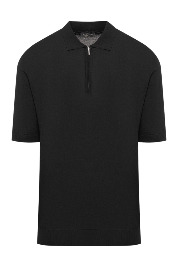 Cesare di Napoli black men's silk and cotton polo shirt with zip 194655 - photo 1