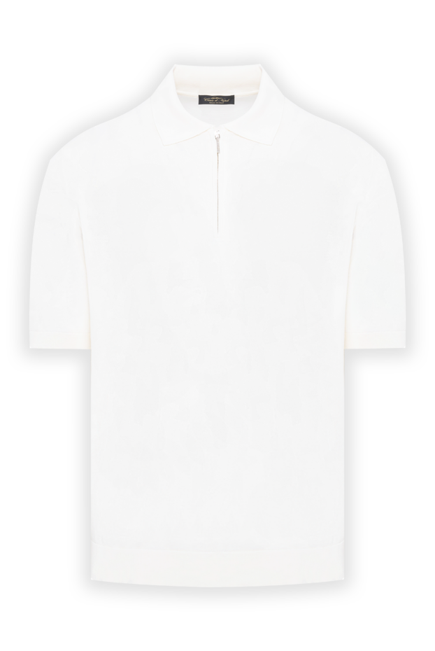 Cesare di Napoli men's white silk and cotton polo shirt with zip 194656 - photo 1