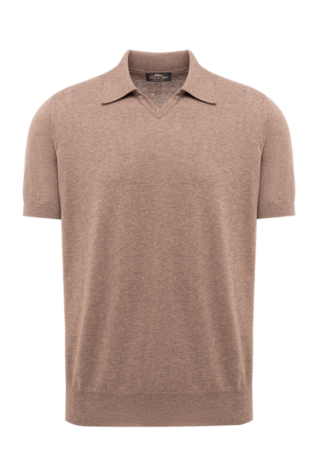 Brown men's polo shirt made of fine cotton jersey - photo 1
