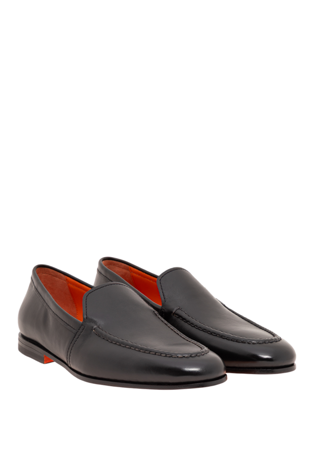 Santoni black leather loafers with bright interior lining 194695 - photo 3