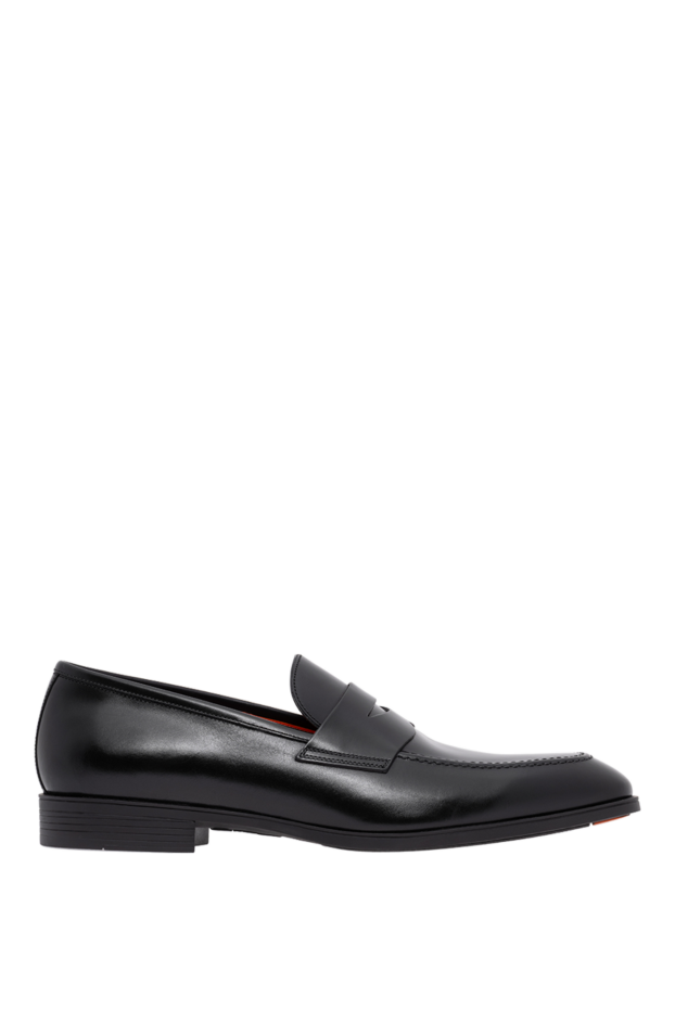 Santoni men's black leather handmade penny loafers 194698 - photo 1
