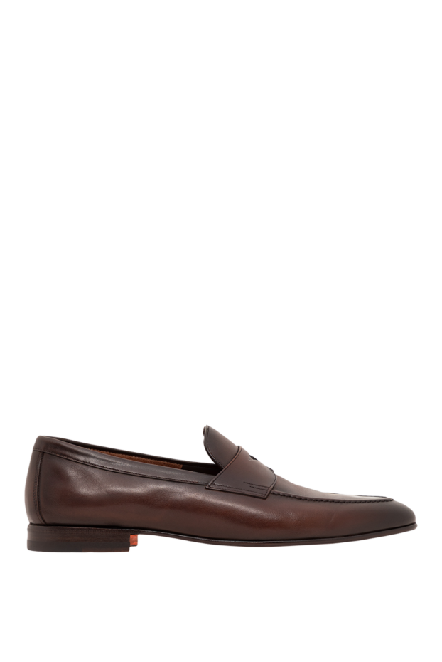 Santoni brown leather penny loafers with gradient dye 194703 - photo 1