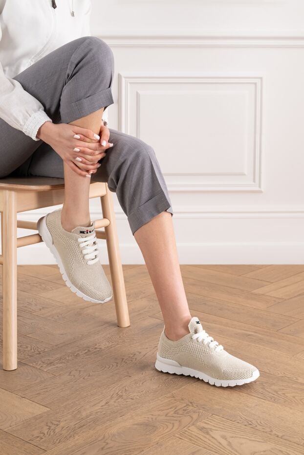 Kiton textile sneakers made of cotton jersey in beige color 194705 - photo 2