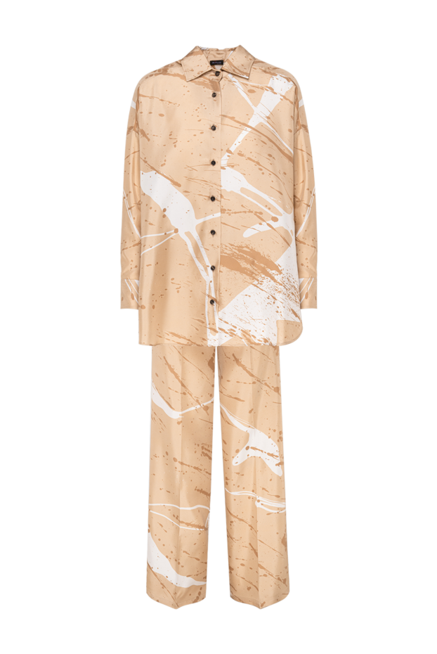 Kiton women's camel silk suit with a dynamic abstract print 194710 - photo 1