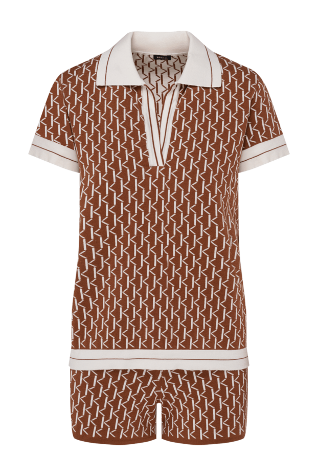 Kiton brown knit polo and shorts suit with geometric print 194711 - photo 1