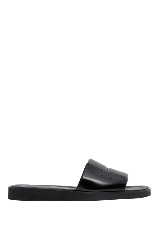 Kiton men's black leather handmade flip flops 194713-48 - photo 1