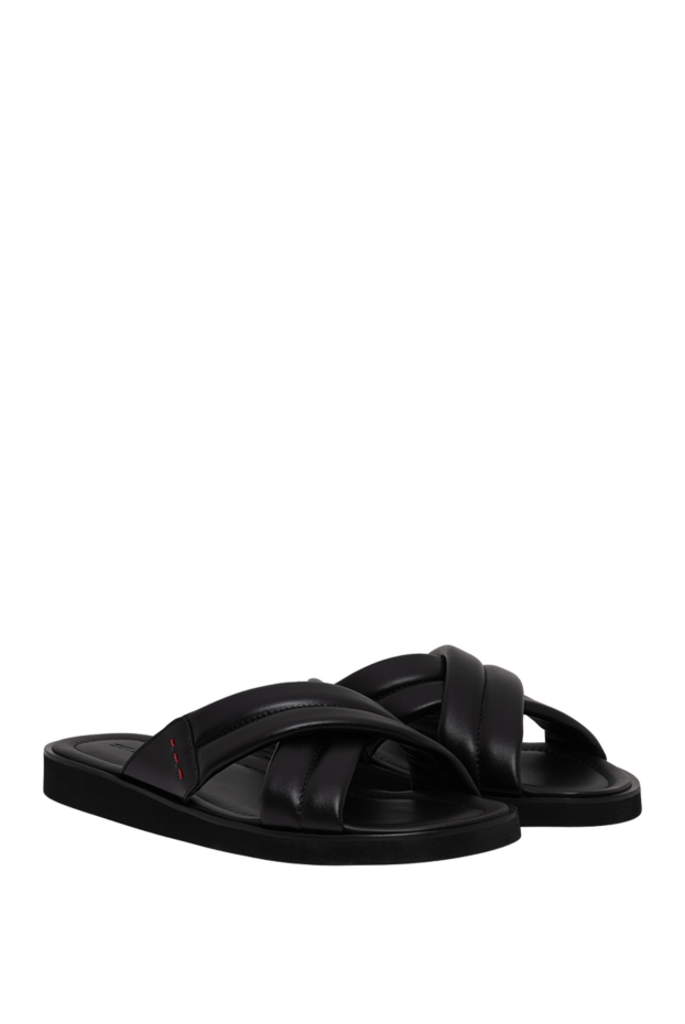 Kiton men's leather cross-strap slides 194714 - photo 3