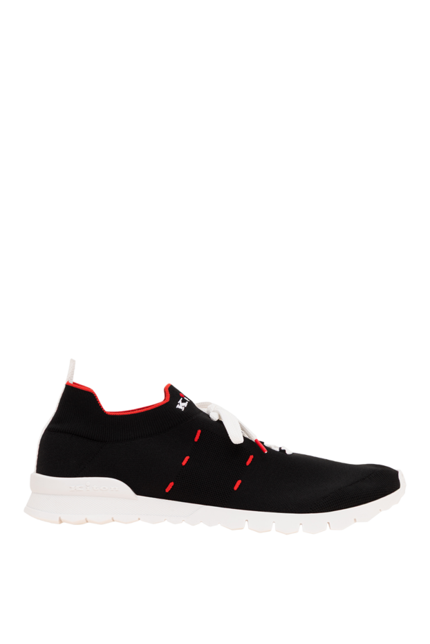 Kiton black textile sneakers with red piping and a white sole 194723 - photo 1