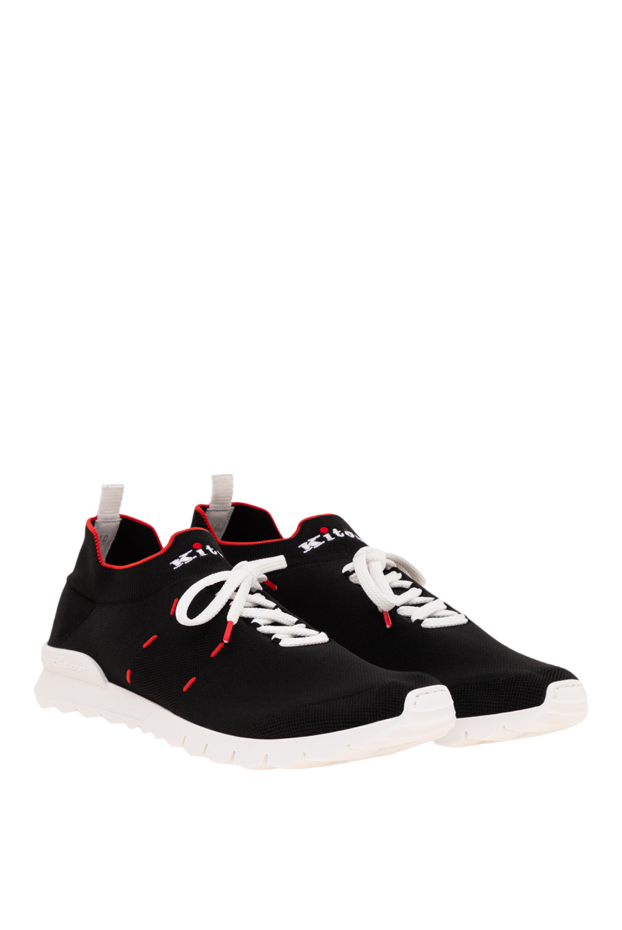 Kiton black textile sneakers with red piping and a white sole 194723 - photo 3