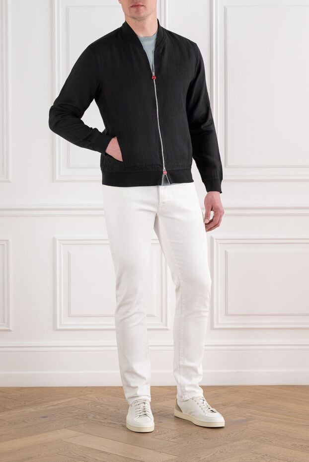 Kiton black men's zip-up bomber jacket with red pullers 194726 - photo 2