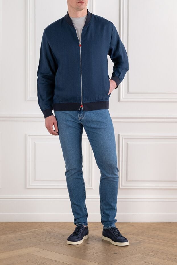 Kiton men's lightweight bomber jacket made of breathable linen with a textured weave 194727 - photo 2