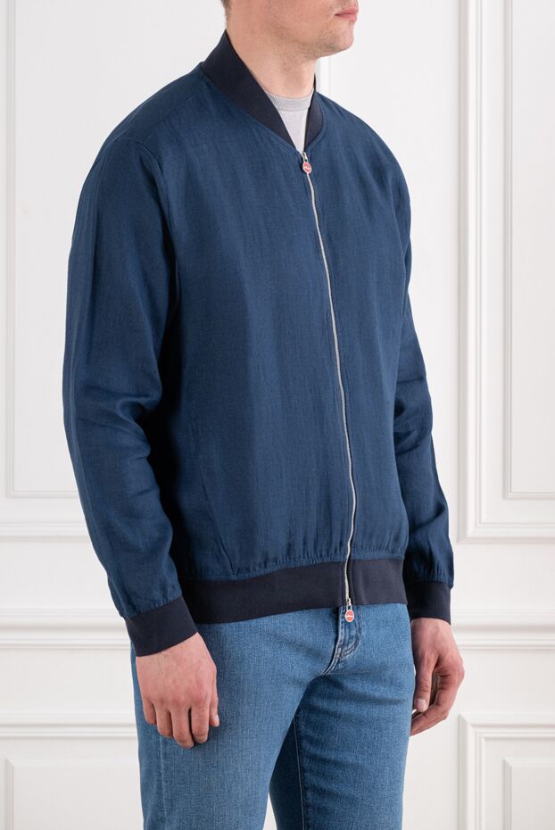 Kiton men's lightweight bomber jacket made of breathable linen with a textured weave 194727 - photo 3