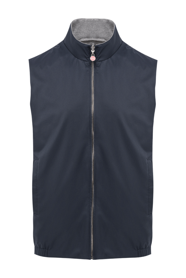 Kiton blue men's vest with branded round zipper pull 194732 - photo 1