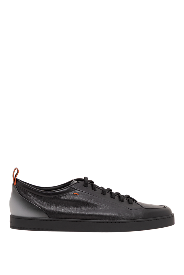 Santoni black leather sneakers with orange stitching 194733 - photo 1