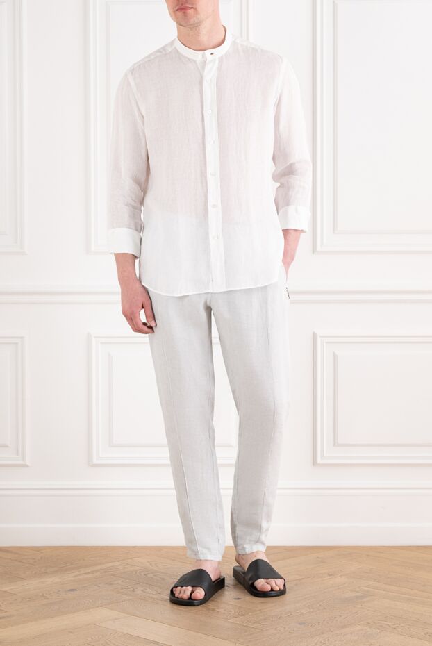 Alessandro Gherardi men's white linen shirt with a stand-up collar 194736 - photo 2