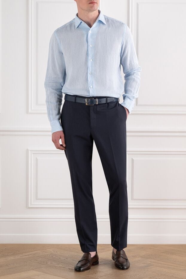 Alessandro Gherardi sky blue linen shirt with a stylish italian collar 194737 - photo 2