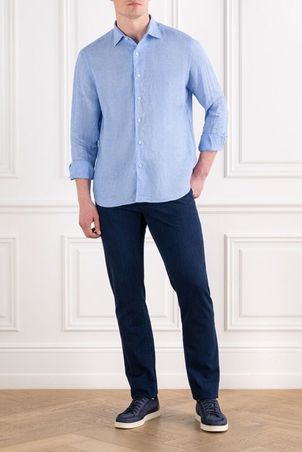 Alessandro Gherardi sky blue linen shirt with turn-down collar 194739 - photo 2